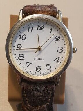 10/$20 Goldtone/White Braided Leather Men's Watch
